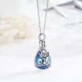 wholesale 925 Sterling Silver Blue Lotus Flower Tear Drop Keepsake Urn Necklace for Ashes - Memorial Jewelry-0-1