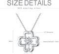 wholesale 925 Sterling Silver 1CT Moissanite Four-Leaf Clover Pendant Necklace with Chain (Total Length: Adjustable from 37 to 45 cm)-0-1