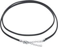 wholesale 925 Sterling Silver & Black Wax Rope Leather Necklace Cord w/ Lobster Clasp, Adjustable 14-26, Pendant Ready, Unisex Gift, 2-5mm Widths-16 inch