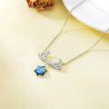 wholesale 925 Sterling Silver 925 Blue Crystal Snowflake Deer Antler Pendant Necklace for Women and Girls-0-4