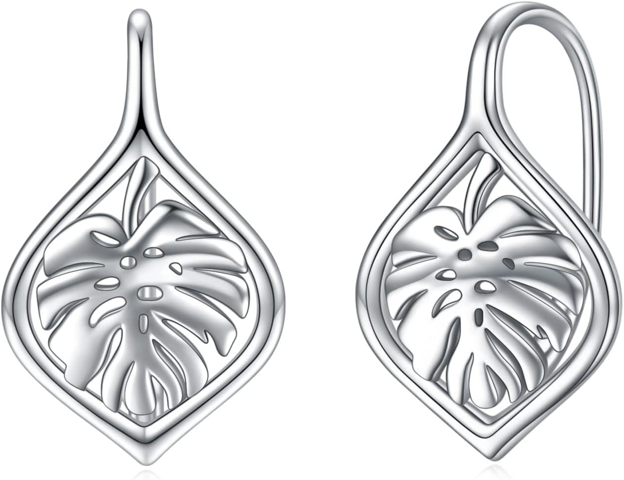 Sterling Silver Leverback Dangle Drop Hoop Earrings for Women Birthday Anniversary Christmas Gifts-10-Leverback-Leaf