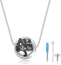 wholesale 925 Sterling Silver Tree of Life Cremation Jewelry Keepsake Pendant Necklace with Funnel and Screwdriver Tool Set for Ashes Memorial Gifts (Black)-D- Tree of Life