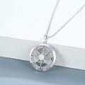 wholesale 925 Sterling Silver Opal Compass Pendant Necklace with Cubic Zirconia and Inspirational Message Never Lose Your Way - Graduation Gift for Her Him-0-5
