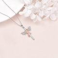 wholesale 925 Sterling Silver Cross & Pink Ribbon Butterfly Dragonfly Breast Cancer Awareness Pendant Necklace for Women Gifts-0-2