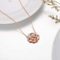 wholesale Rose Gold Plated 925 Sterling Silver & Austrian Crystal Rose Pendant Necklace 18 Chain - 18mm Flower Jewelry Gift for Women-0-3