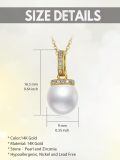 TOUPOP 14K Gold Freshwater Pearl Necklace with Bow Heart Dolphin Pendant-0-3