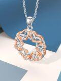 wholesale 925 Sterling Silver Celtic Knot Cubic Zirconia Accent Flower Pendant Necklace for Women Gifts-0-7