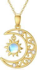wholesale 14K Gold Sun & Moon Opalite Pendant Necklace for Women-0-0