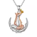 TOUPOP Sterling Silver & Stone Fox Pendant Necklace For Women-0-0