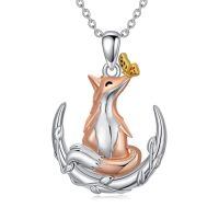 TOUPOP Sterling Silver & Stone Fox Pendant Necklace For Women-undefined