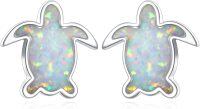 wholesale 925 Sterling Silver Turtle Shape White Opal Stud Earrings for Sensitive Skin-Turtle