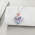 TOUPOP Sterling Silver Crystal Rose Flower Heart Necklace Gift for Wife-0-3