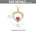 wholesale 14K Gold Heart-Shaped Red Stone Pendant Necklace with Chain - 18 Inches Long-0-3