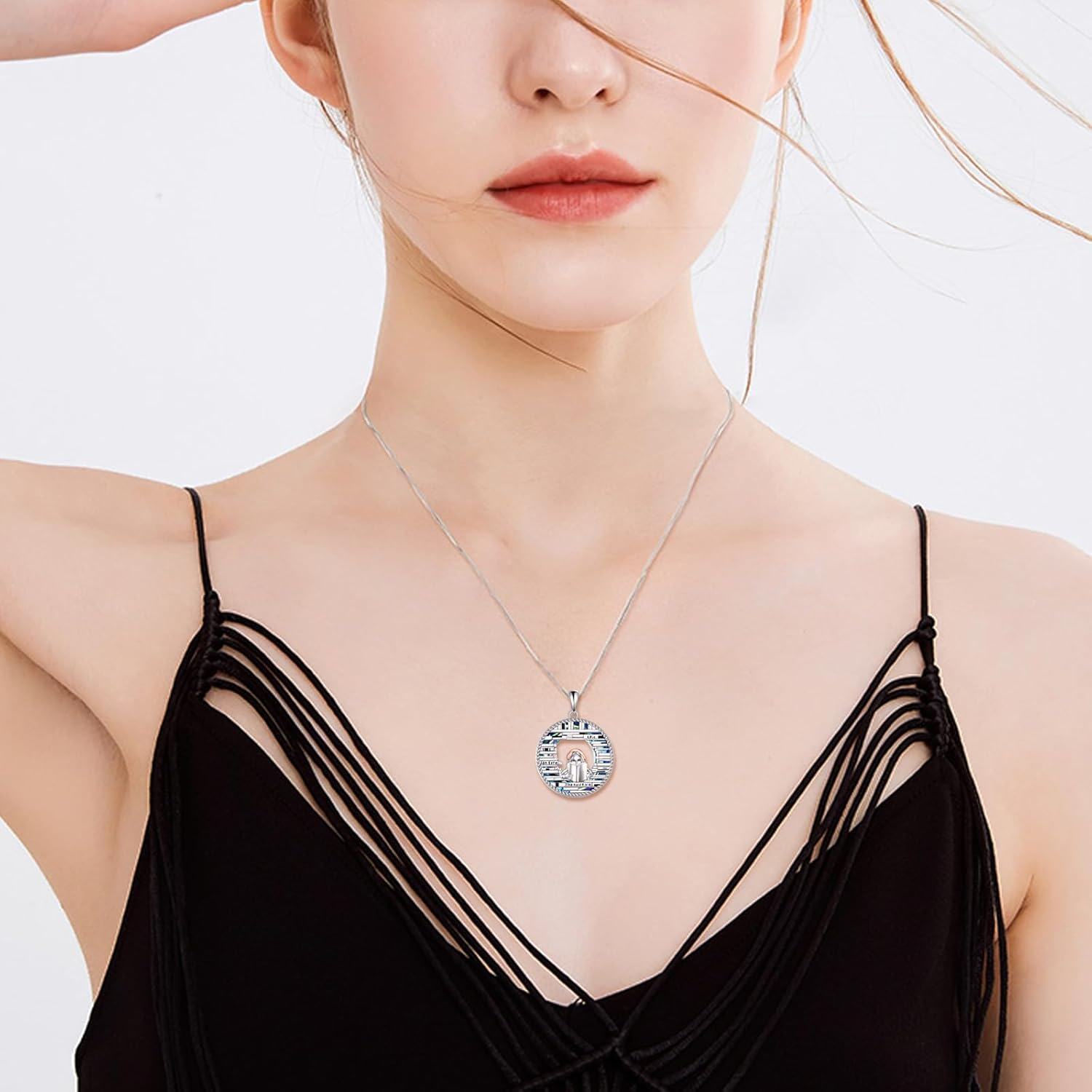 Sterling Silver Crystal Book Necklace Graduation Birthday Gifts for Women Sister Friends-0-1