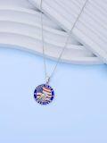 wholesale 925 Sterling Silver Proud to Be an American Eagle & Flag Pendant Necklace-0-4