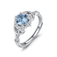 wholesale 925 Sterling Silver Rings Wholesale With Pink Crystal Center Stone Surrounding Diamonds-03-March