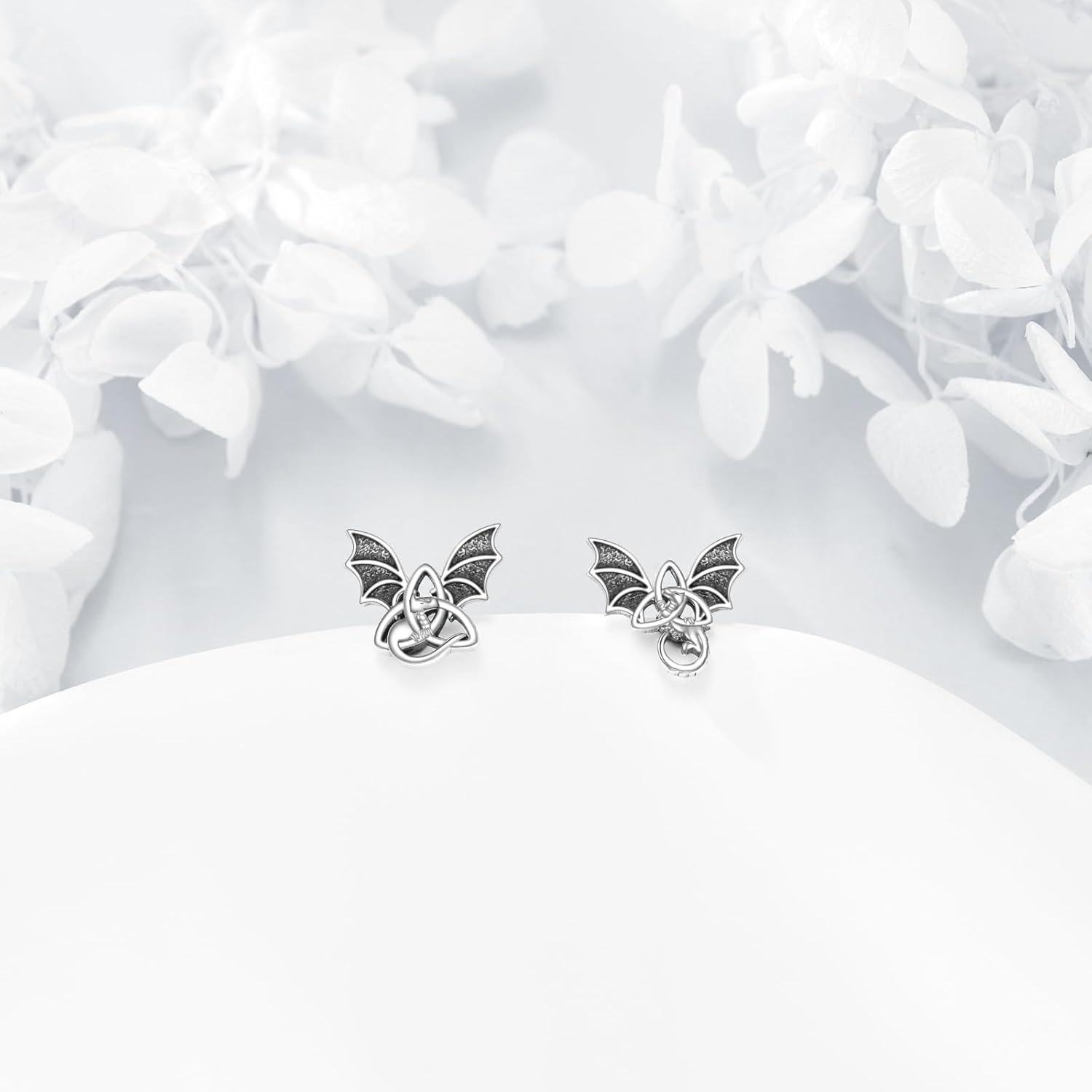Sterling Silver Stone Gothic Animal Halloween Earrings for Women-0-4