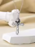 wholesale 925 Sterling Silver Cross Pendant Necklaces Wholesale with Skull and Bones Charm s for Men/Women-0-4