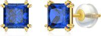 wholesale 14K Gold 2 5Ct Created Birthstone Princess Cut Stud Earrings for Women-September-Blue Sapphire