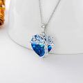 wholesale 925 Sterling Silver & 14K White Gold Plated Heart Blue Crystal Tree of Life Necklace, Sapphire Birthstone Gift for Women-0-5