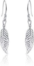 wholesale 925 Sterling Silver Feather Dangle Drop Earrings Angel Wing s for Women Girls Sensitive Ears-0-0