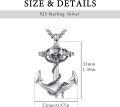 wholesale 925 Sterling Silver Anchor with Skull and Rope Pendant Necklace for Men & Women-0-5