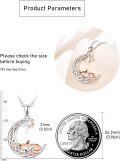 wholesale 925 Sterling Silver Moonstone Sleeping Fox on Crescent Necklace Pendant-0-4