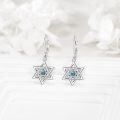 wholesale 925 Sterling Silver Abalone Shell Star of David Leverback Drop Earrings-0-1