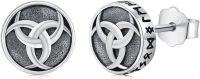 wholesale 925 Sterling Silver Black Onyx Zircon Celtic Viking Stud Earrings Hypoallergenic Punk Gothic Jewelry for Women Men-Viking E-04-Viking E-04