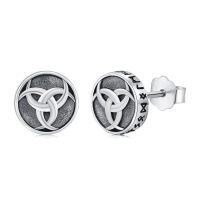 wholesale 925 Sterling Silver Black Onyx Zircon Celtic Viking Stud Earrings Hypoallergenic Punk Gothic Jewelry for Women Men-Viking E-04-Viking E-04