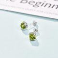 wholesale 925 Sterling Silver Peridot Stud Earrings 6mm Round Gemstone  for Women-0-2