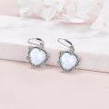 wholesale 925 Sterling Silver Heart-Shaped White Fire Opal Leverback Dangle Earrings-0-1