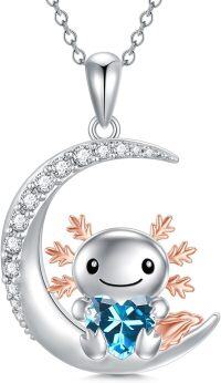 wholesale Sterling Silver Animal Birthstone Necklace Otter Axolotl Hippo Pendant Jewelry Gift for Women-03-Mar-Axolotl