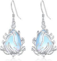 wholesale 925 Sterling Silver Blue Opalite Teardrop Tree of Life Dangle Earrings-Hoop