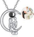 wholesale 925 Sterling Silver Love on the Moon Family Pendant Necklace for Mom and Daughter Gifts-0-1