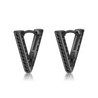 wholesale 925 Sterling Silver Black Cubic Zirconia Triangular Stud Earrings for Women Men Norse  48x36mm-Triangle