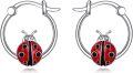 wholesale 925 Sterling Silver Ladybug Huggie Hoop Earrings for Women-0-0