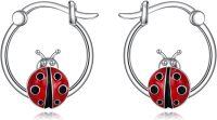 wholesale 925 Sterling Silver Ladybug Huggie Hoop Earrings for Women-Lladybug