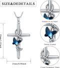 wholesale 925 Sterling Silver Blue Crystal Butterfly Cross Pendant Necklaces for Women Christian Gifts Faith Jewelry-0-1