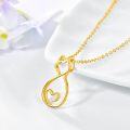 wholesale 925 Sterling Silver Gold Plated Heart Cat Pendant Necklace - Cute Gifts for Women and Girls-0-1