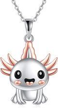 wholesale 925 Sterling Silver Axolotl Pendant Necklace Cute Animal Jewelry for Ladies/Girls/Daughter's Gift-0-0