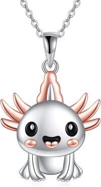 wholesale 925 Sterling Silver Axolotl Pendant Necklace Cute Animal Jewelry for Ladies/Girls/Daughter's Gift-Salamander