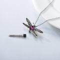 wholesale Sterling Silver Stone Dragonfly Urn Necklace for Ashes w Filling Tool-0-61