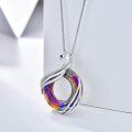 wholesale 925 Sterling Silver Peacock Rainbow Crystal Pendant Necklace for Women Men Gifts-0-2
