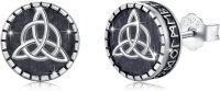 wholesale 925 Sterling Silver 925 Celtic Knot Round Compass Stud Earrings-Viking Triquetra