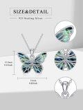 wholesale 925 Sterling Silver Blue Green Abalone Shell Butterfly Pendant Necklace for Women -0-3