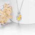 wholesale Gold-Plated 925 Sterling Silver Natural Diamond Sunflower Pendant Necklace-0-3