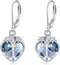 wholesale 925 Sterling Silver Blue Crystal Moonstone Anchor Heart Drop Earrings - Nautical  for Women-0-0