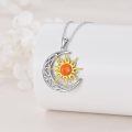 wholesale 925 Sterling Silver Sun & Moon Pendant with Blue and White Opals Labradorite Stone - Perfect Gift for Teenage Girls-0-27