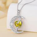 wholesale TOUPOP Citrine November Birthstone Necklace 925 Sterling Silver Moon And Star Pendant Necklace Celtic Moon Citrine Jewelry Anniversary Birthday Christmas Gifts For Women Wife Mom Her -0-3